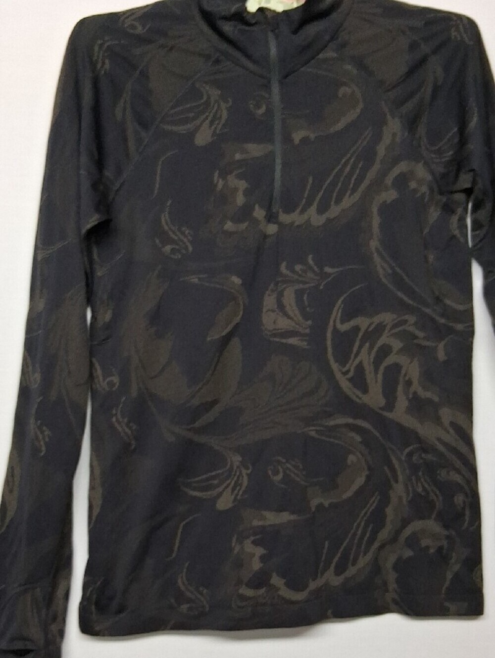 Athleta Black Quarter-Zip Top with Subtle Brown Threading - Picture 5 of 6